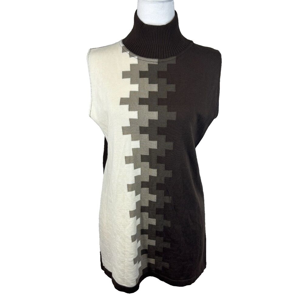 Attesa Premaman‎ Mockneck Maternity Sweater Vest Sz S/M Brown Preppy Academia